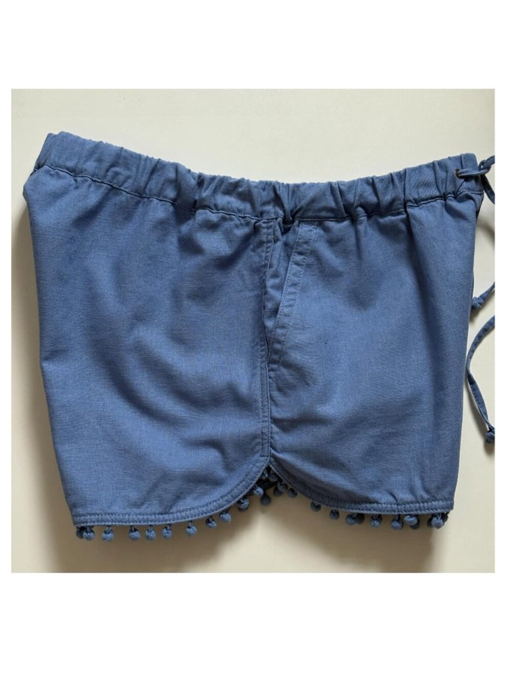 J Crew Pom Pom Shorts Pull On Linen Cotton Blend Blue 2.5 inch inseam - Picture 12 of 15